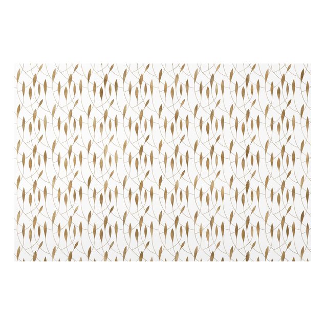 Painel anti-salpicos de cozinha Natural Pattern Sweeping Leaves In Gold