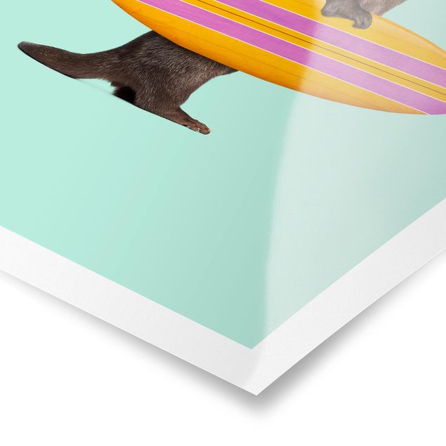 Quadros em turquesa Otter With Surfboard