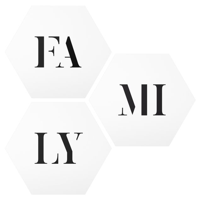 quadro com frases inspiradoras Letters FAMILY Black Set I