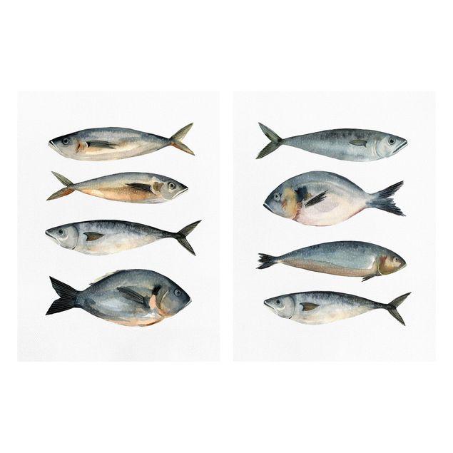 Quadros modernos Eight Fish In Watercolour Set I