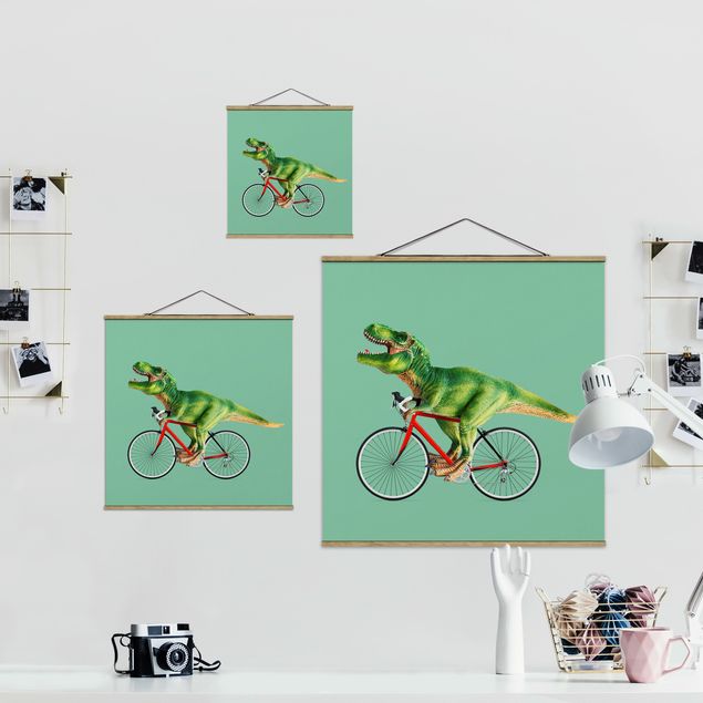 Quadros verdes Dinosaur With Bicycle
