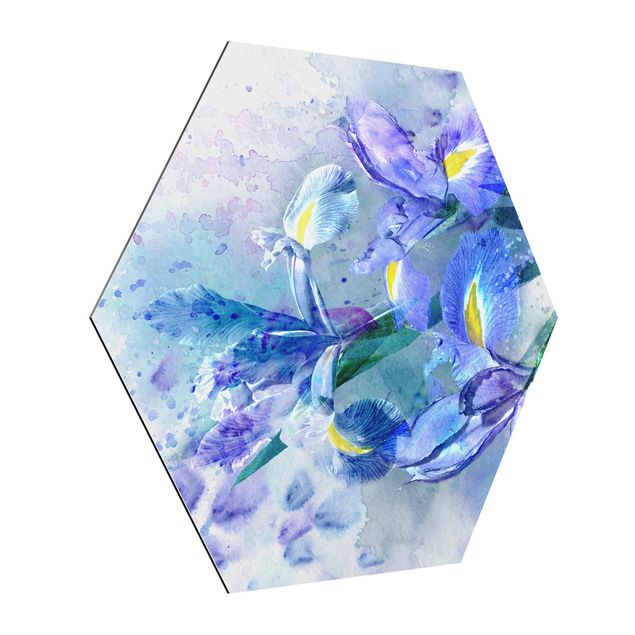 quadros modernos para quarto de casal Watercolour Flowers Iris