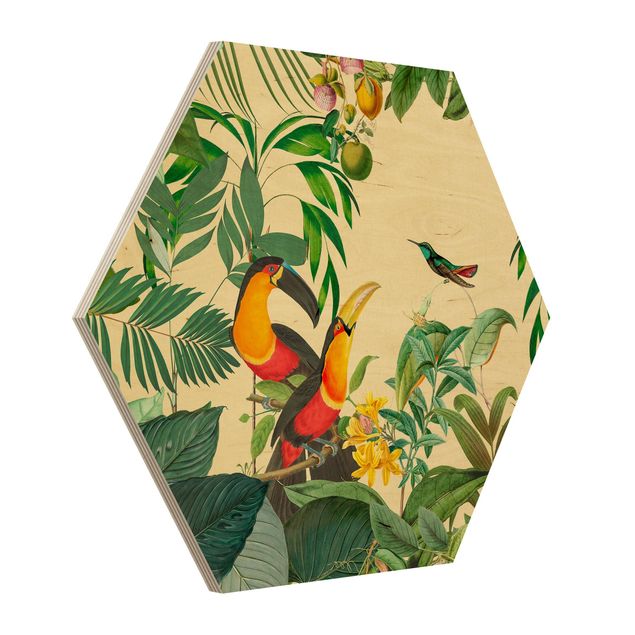 Quadros florais Vintage Collage - Birds In The Jungle