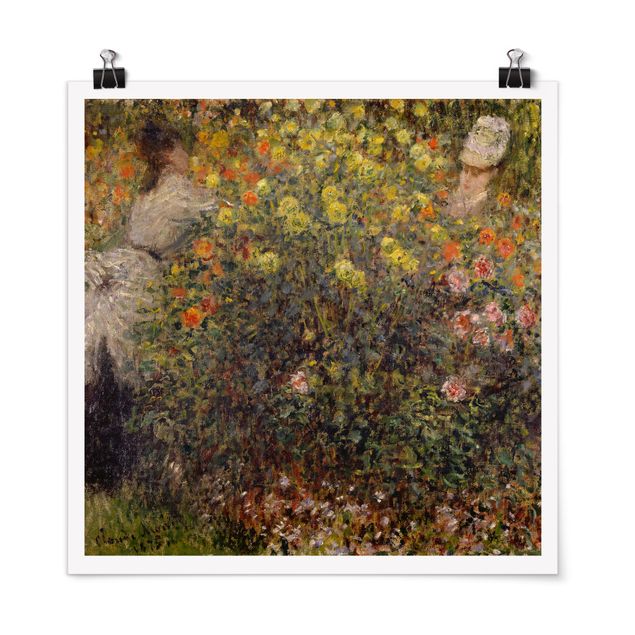 Quadros por movimento artístico Claude Monet - Two Ladies in the Flower Garden