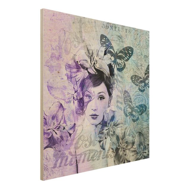 decoraçoes cozinha Shabby Chic Collage - Portrait With Butterflies