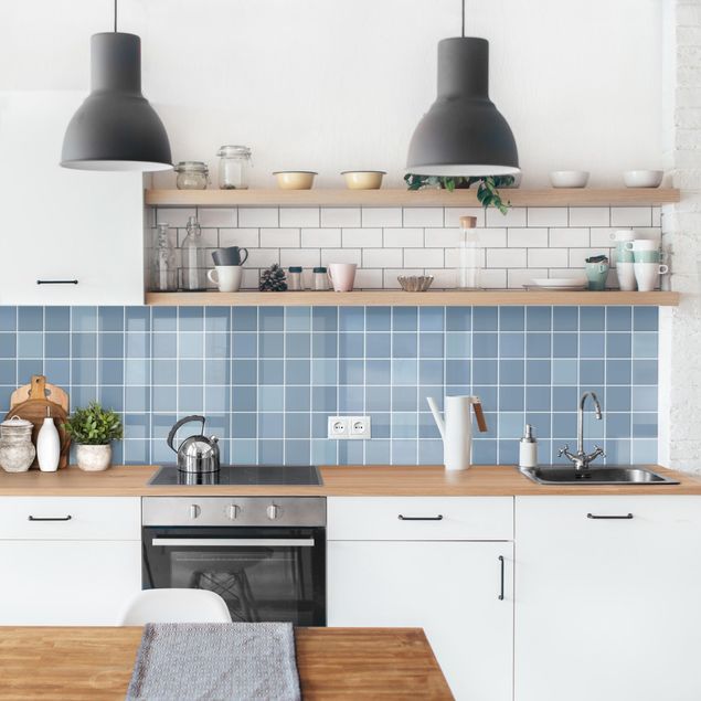 Backsplash de cozinha imitação azulejos Mosaic Tiles - Light Blue