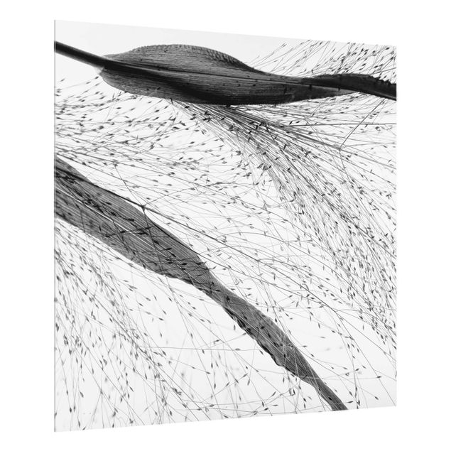 Painel antisalpicos Delicate Reed With Subtle Buds Black And White