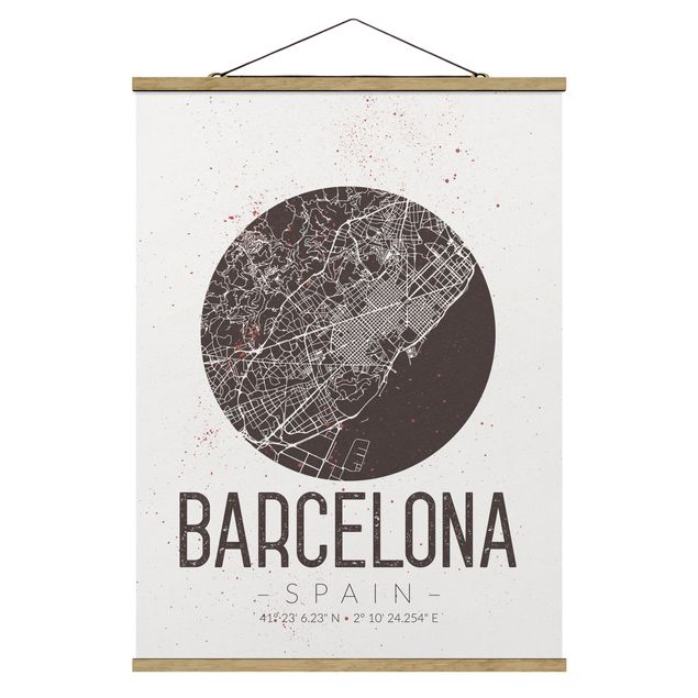 quadros com frases motivacionais Barcelona City Map - Retro