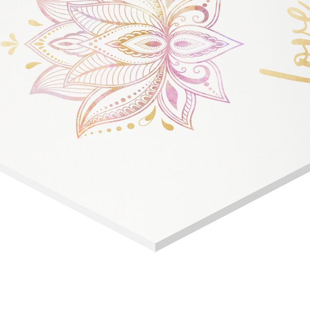 Quadros decorativos Mandala Namaste Lotus Set Gold Light Pink