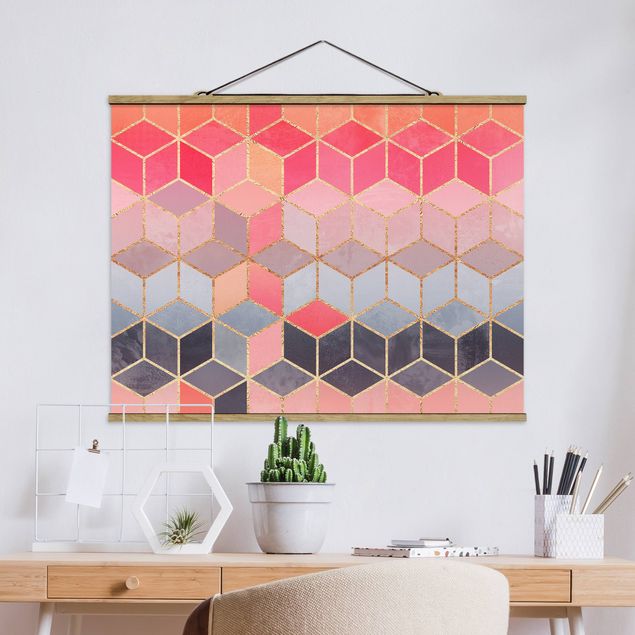 decoraçao para parede de cozinha Colourful Pastel Golden Geometrie