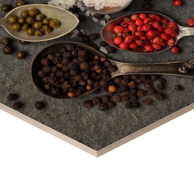Quadros em madeira Spices In Antique Spoons