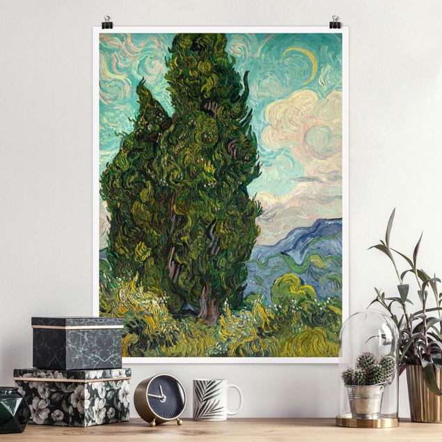 decoraçao para parede de cozinha Vincent van Gogh - Cypresses