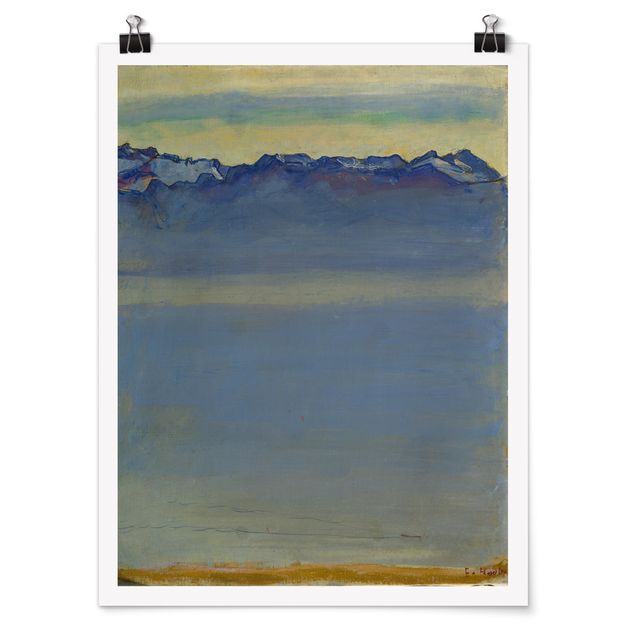 quadros de paisagens Ferdinand Hodler - Lake Geneva with Savoyer Alps