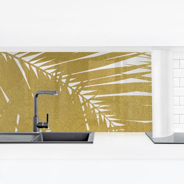backsplash cozinha View Through Golden Palm Leaves