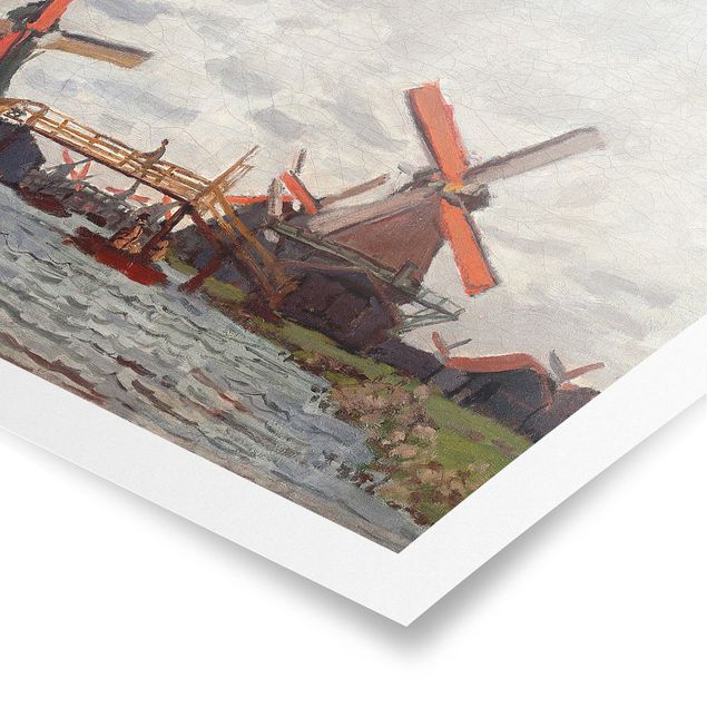 Posters cidades e paisagens urbanas Claude Monet - Windmills in Westzijderveld near Zaandam