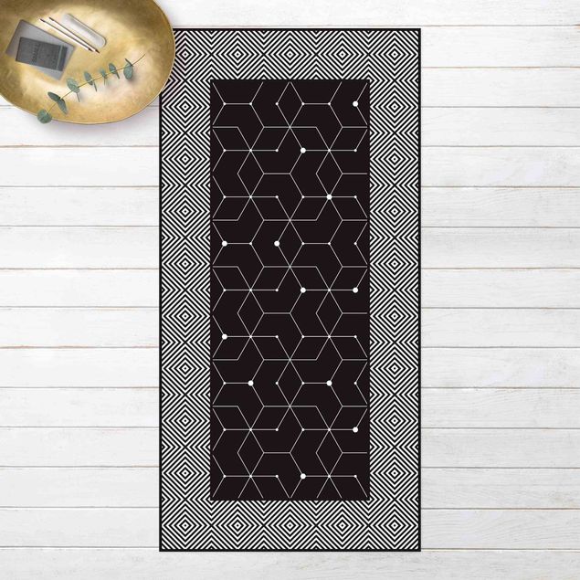 Tapetes exteriores Geometrical Tiles Dotted Lines Black With Border