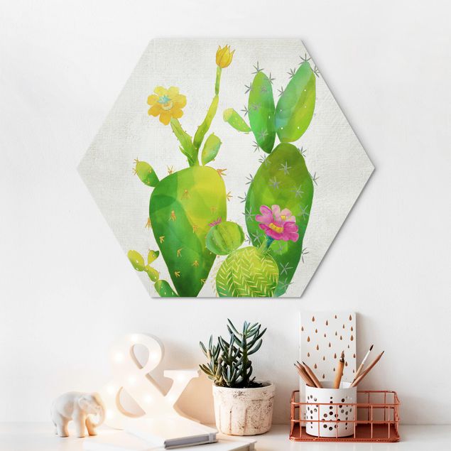Quadros florais Cactus Family In Pink And Yellow