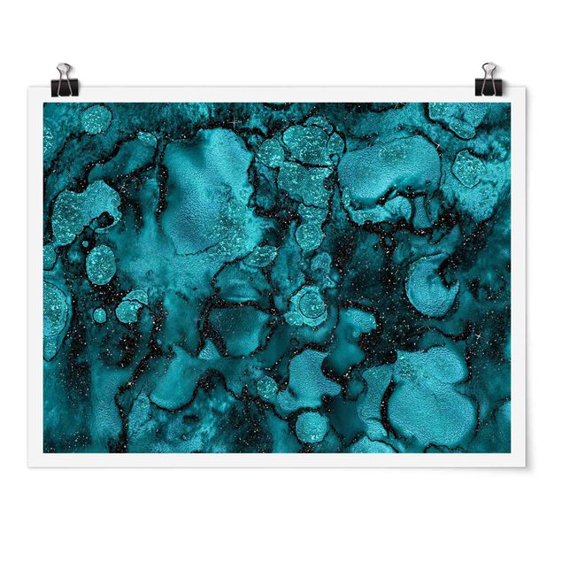 Quadros famosos Turquoise Drop With Glitter
