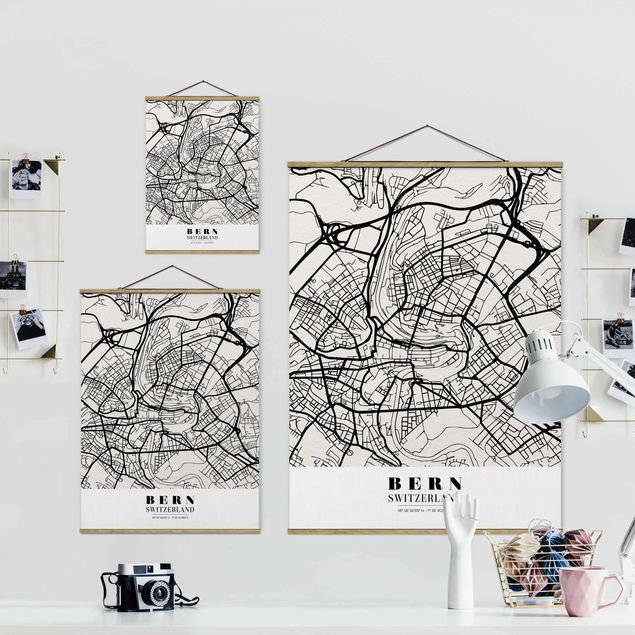 Quadros preto e branco Bern City Map - Classical