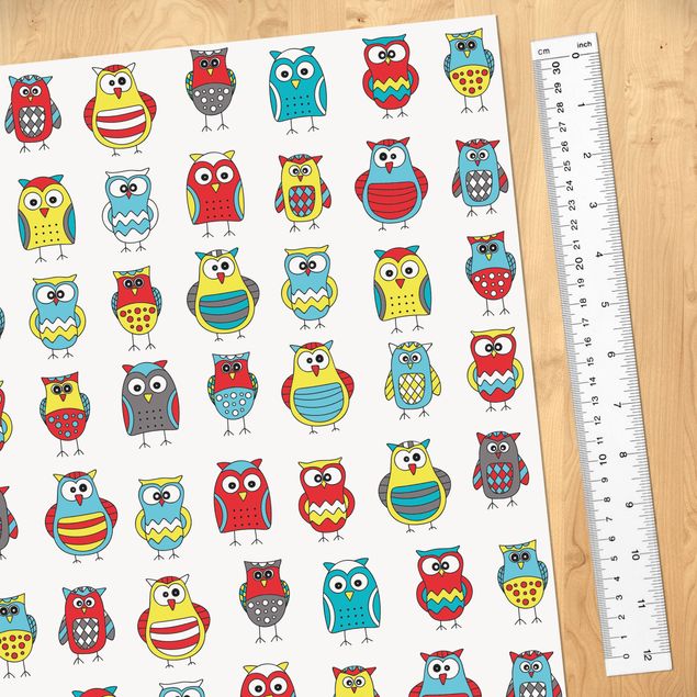 Papel autocolante para móveis armários Kids Pattern With Various Owls