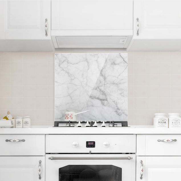 Painel anti-salpicos de cozinha imitação pedra Bianco Carrara