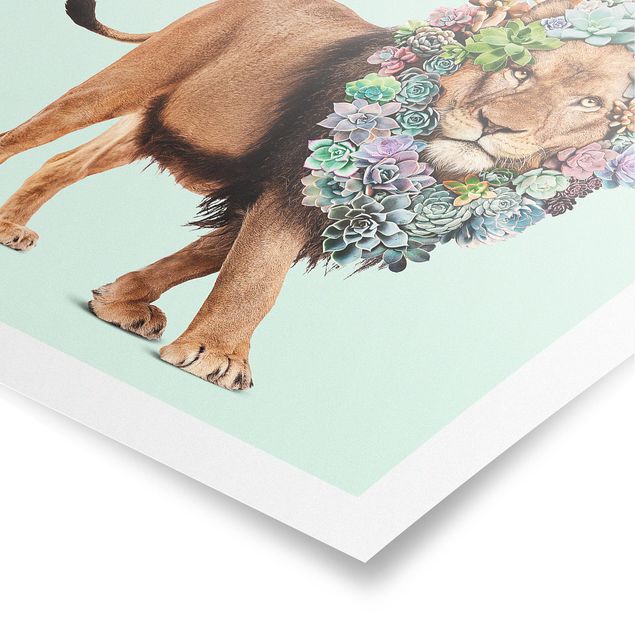 Posters quadros famosos Lion With Succulents