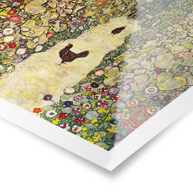 Posters flores Gustav Klimt - Garden Path with Hens