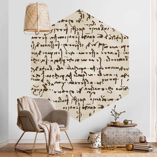 Papel de parede castanho Da Vinci Manuscript