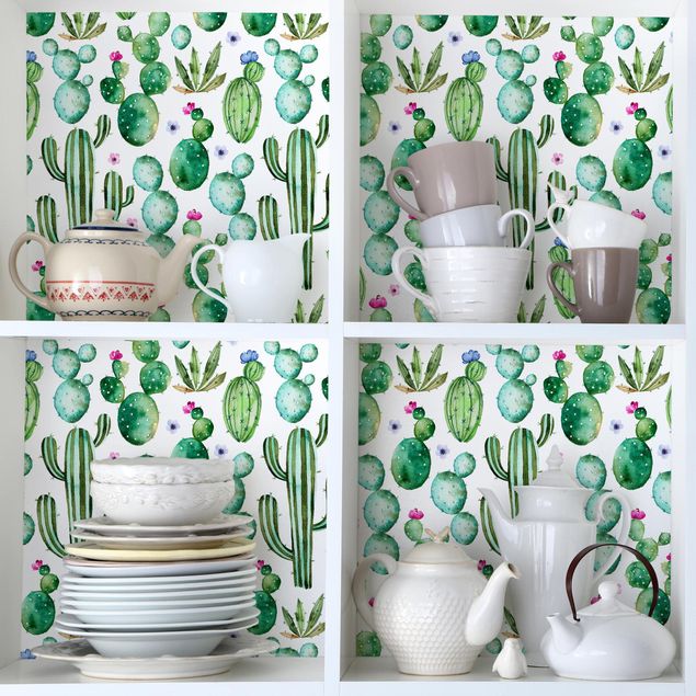 decoraçao para parede de cozinha Watercolour Cactus