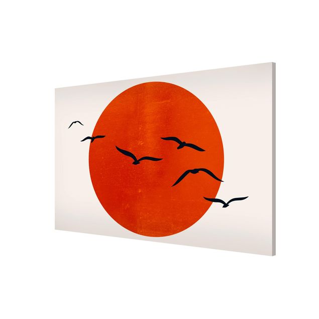 Quadros magnéticos animais Flock Of Birds In Front Of Red Sun I