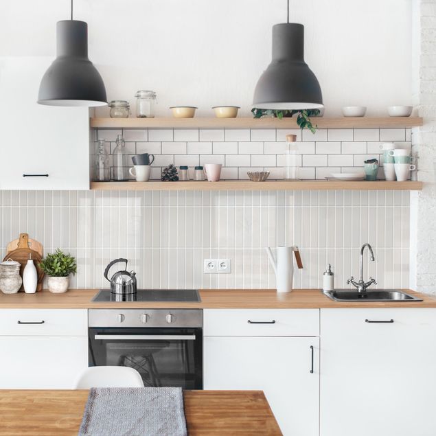 Backsplash de cozinha imitação azulejos Subway Tiles - Light Grey