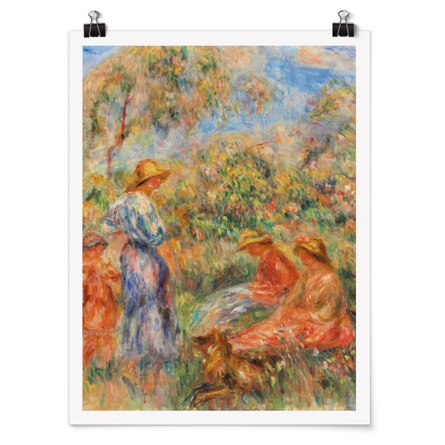 Posters quadros famosos Auguste Renoir - Three Women and Child in a Landscape