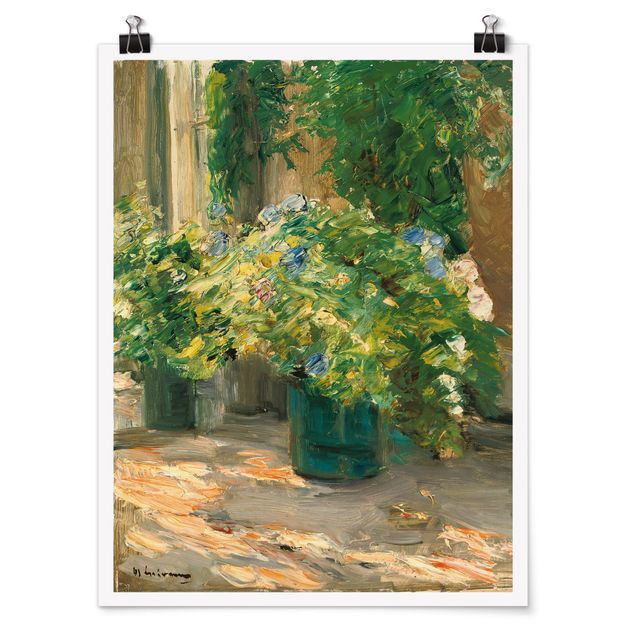 Posters quadros famosos Max Liebermann - Flower Pots In Front Of The House