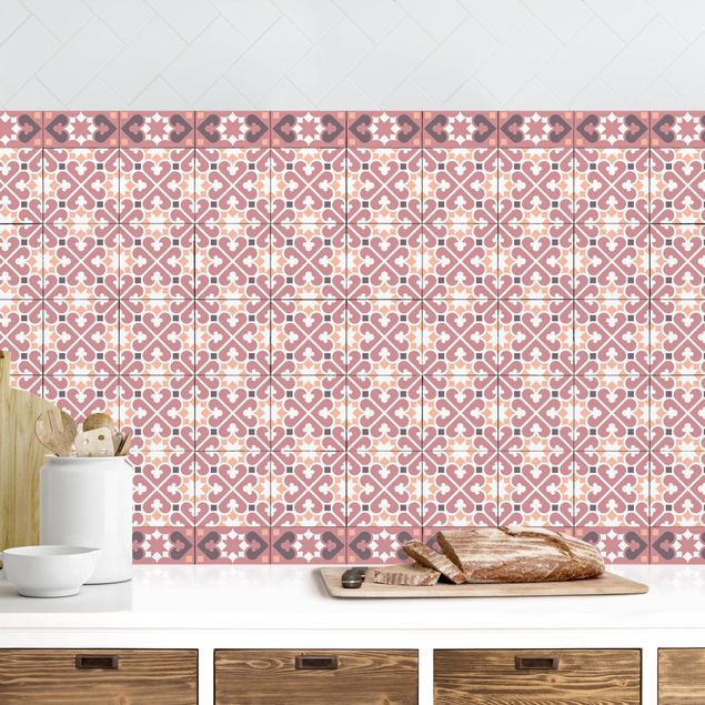 decoraçao para parede de cozinha Geometrical Tile Mix Hearts Orange