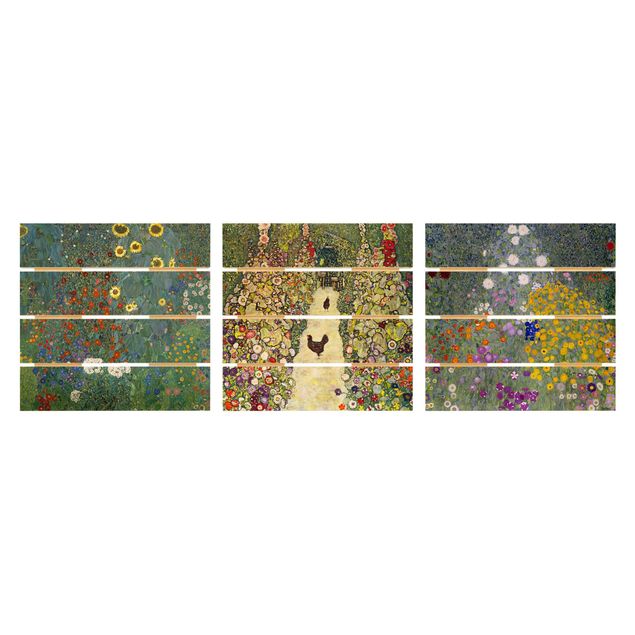 Quadros em madeira flores Gustav Klimt - In The Garden