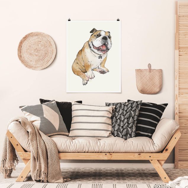 Posters quadros famosos Illustration Dog Bulldog Painting