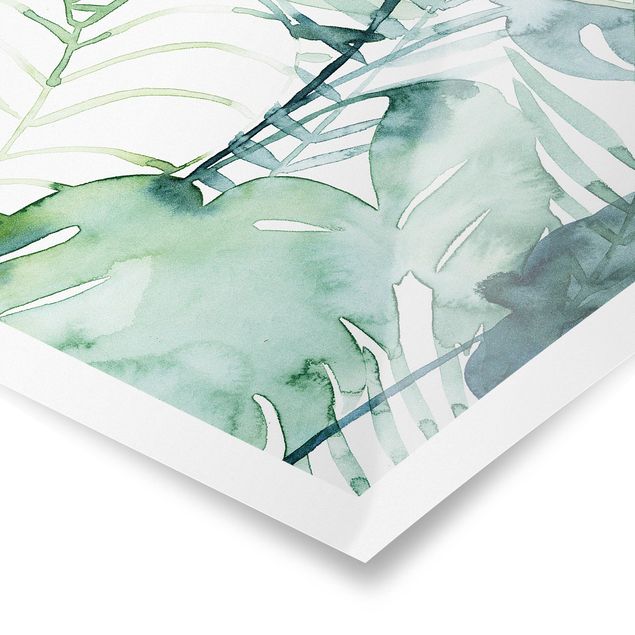 quadros decorativos verde Palm Fronds In Water Color II