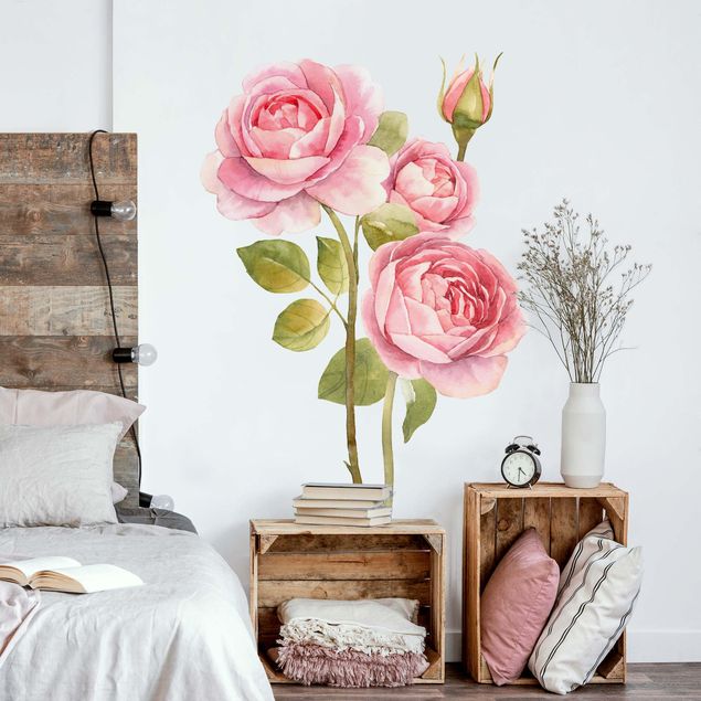 Autocolantes de parede rosas Watercolour Three Roses XXL