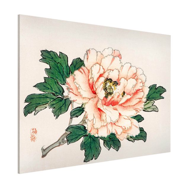decoraçao para parede de cozinha Asian Vintage Drawing Pink Chrysanthemum
