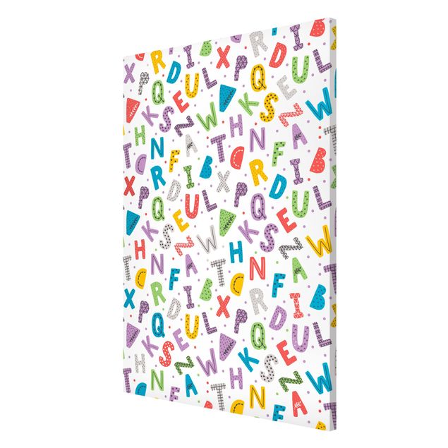 Quadros magnéticos frases Alphabet With Hearts And Dots In Colourful