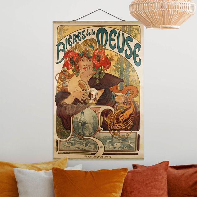 Quadros movimento artístico Art Déco Alfons Mucha - Poster For La Meuse Beer