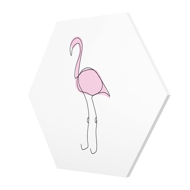 Quadros hexagonais Flamingo Line Art