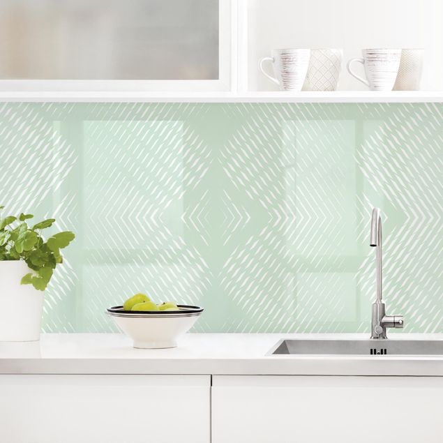decoraçao cozinha Rhombic Pattern With Stripes In Mint Colour