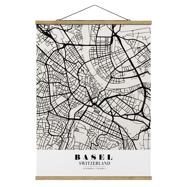 Quadros mapa mundi Basel City Map - Classic