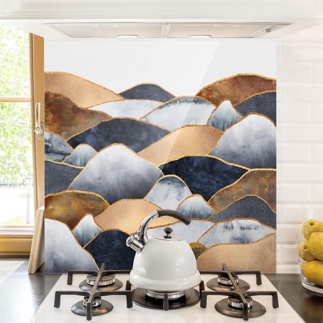 decoraçao para parede de cozinha Golden Mountains Watercolor