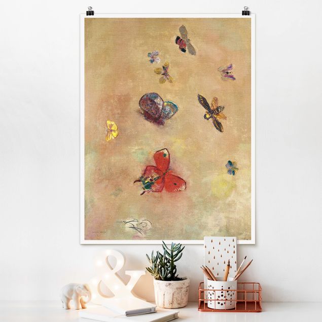 decoraçao para parede de cozinha Odilon Redon - Colourful Butterflies