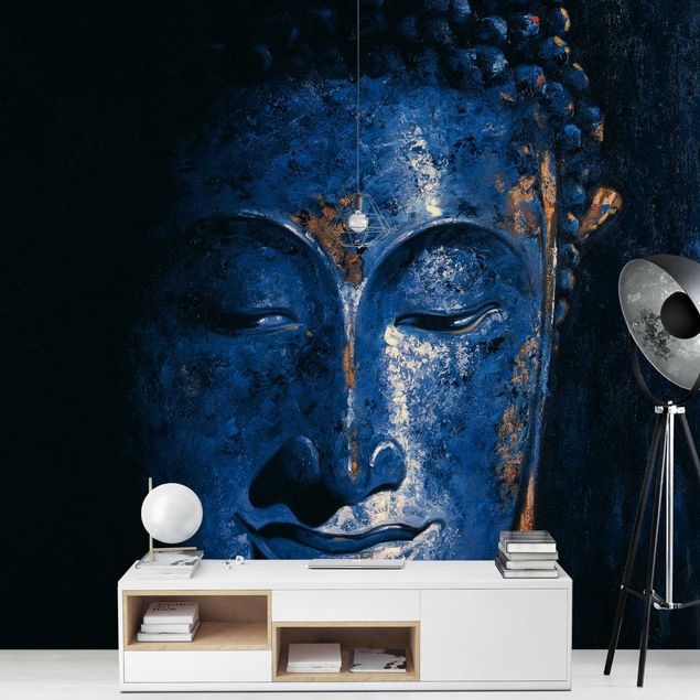 papel de parede com azul Delhi Buddha