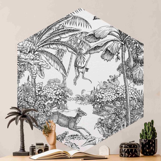 decoraçao para parede de cozinha Detailed Drawing Of Jungle