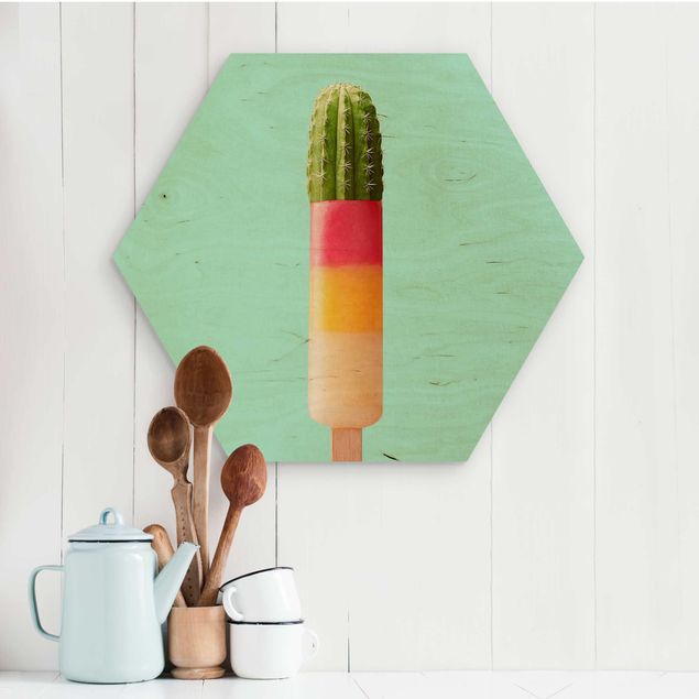 decoraçao para parede de cozinha Popsicle With Cactus