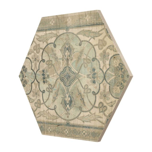 Quadros hexagonais Wood Panels Persian Vintage II
